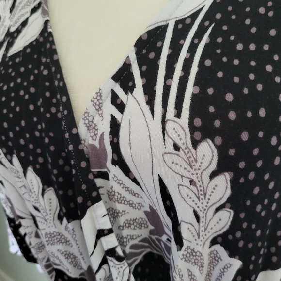 Soma Women XL Short Sleeve Kimono Faux Wrap Dress Vintage Bouquet Floral New - Picture 7 of 10